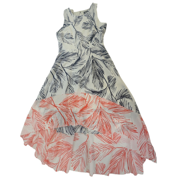 Vince Camuto White Palm Print High-Low Midi Dress Size 8 • Resort Beach Wedding - Picture 5 of 13